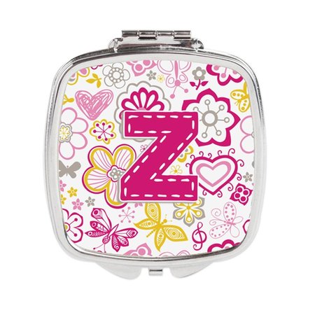 CAROLINES TREASURES Letter Z Flowers and Butterflies Pink Compact Mirror CJ2005-ZSCM